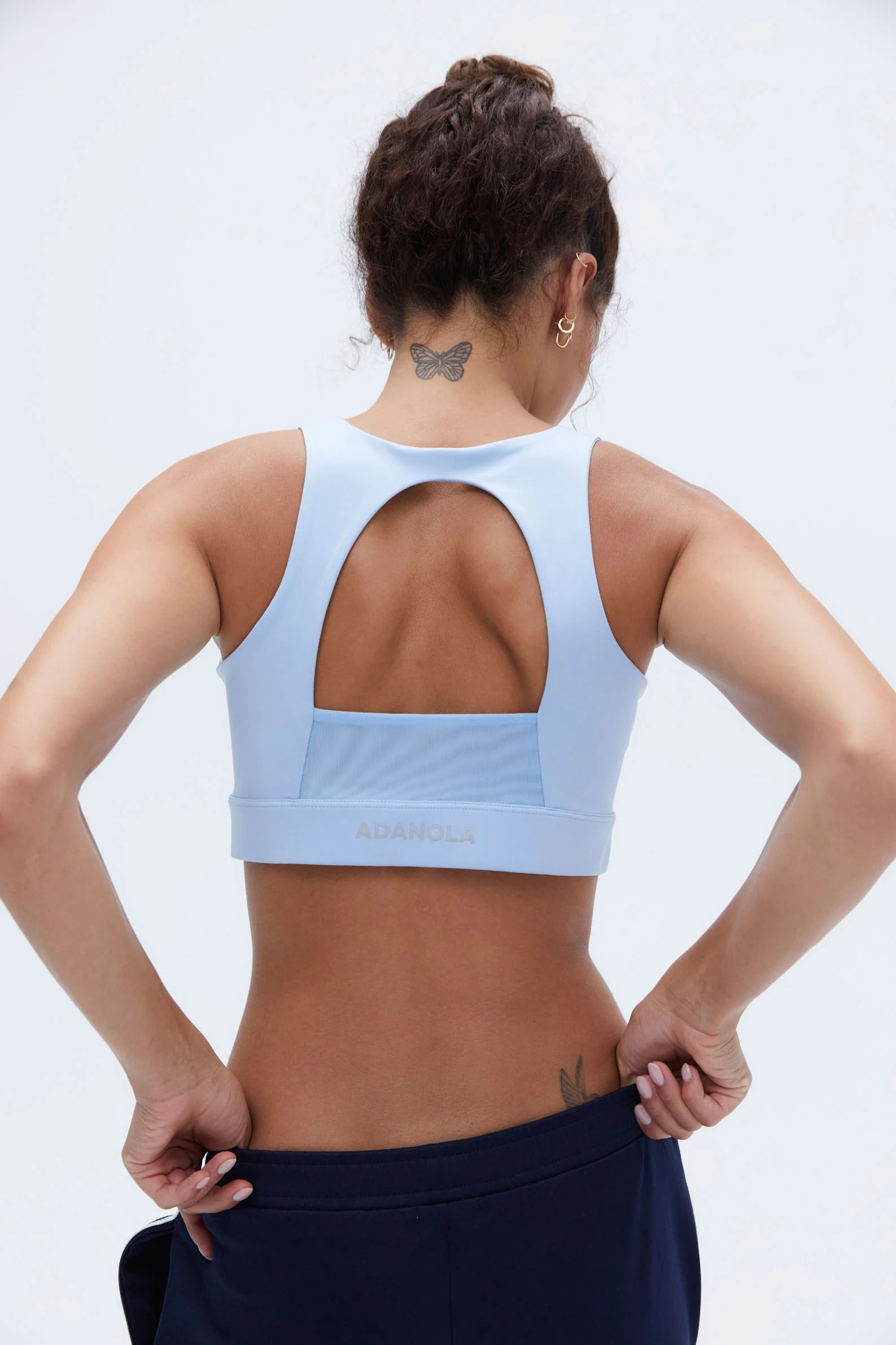 Mesh Open Back Bra - Powder Blue