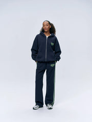 Piping Straight Leg Sweatpants - Navy Blue/Mint Green