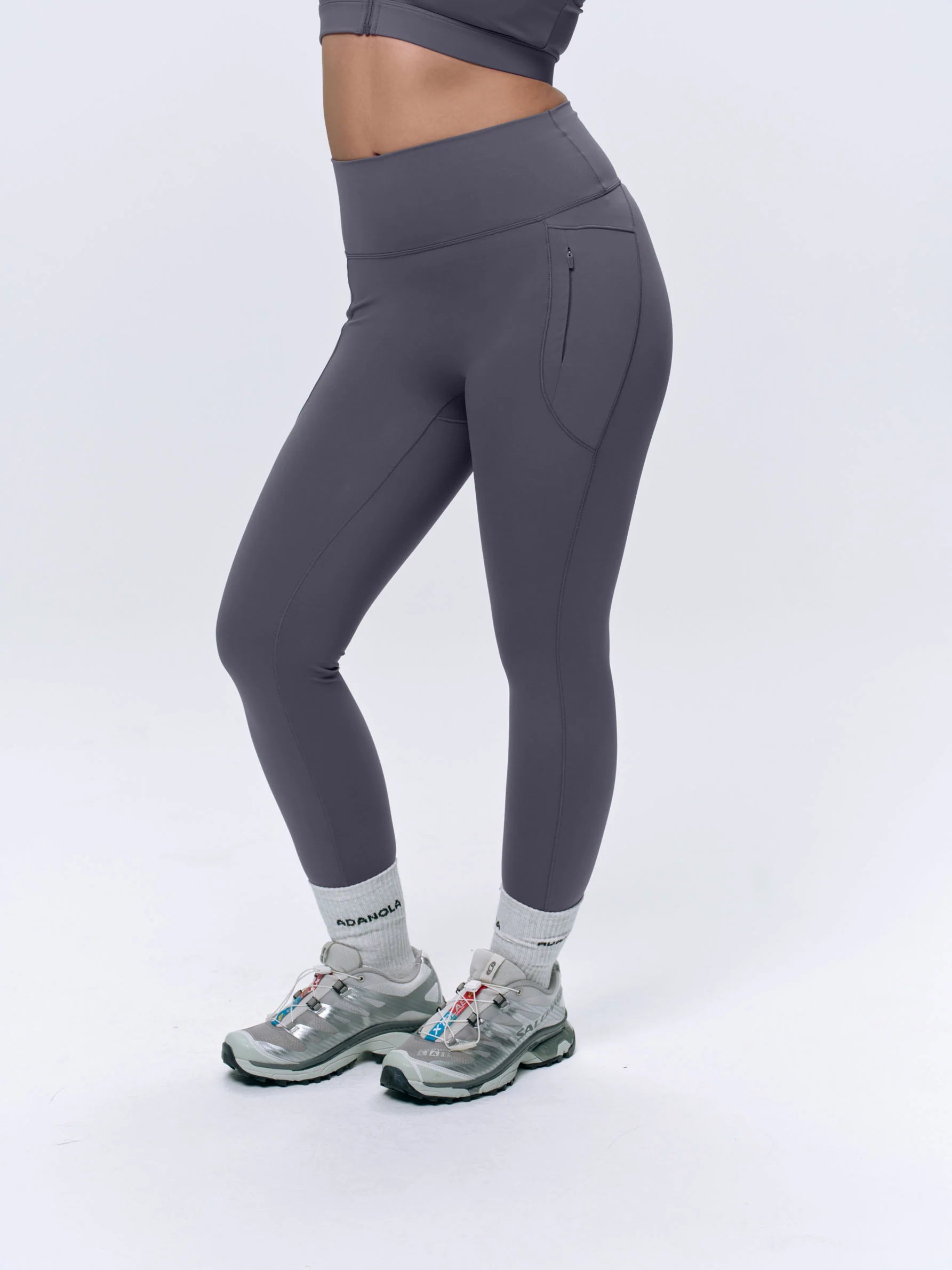Ultimate Seam Detail Zip Pocket Leggings - Dark Grey