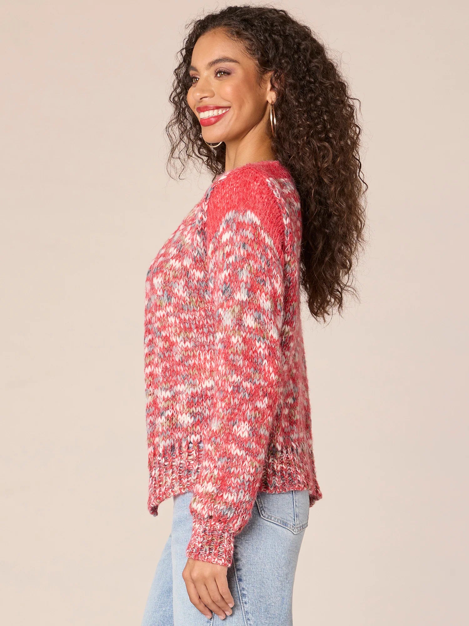 Long Sleeve Open Front Sweater Cardigan with Metallic Yarn