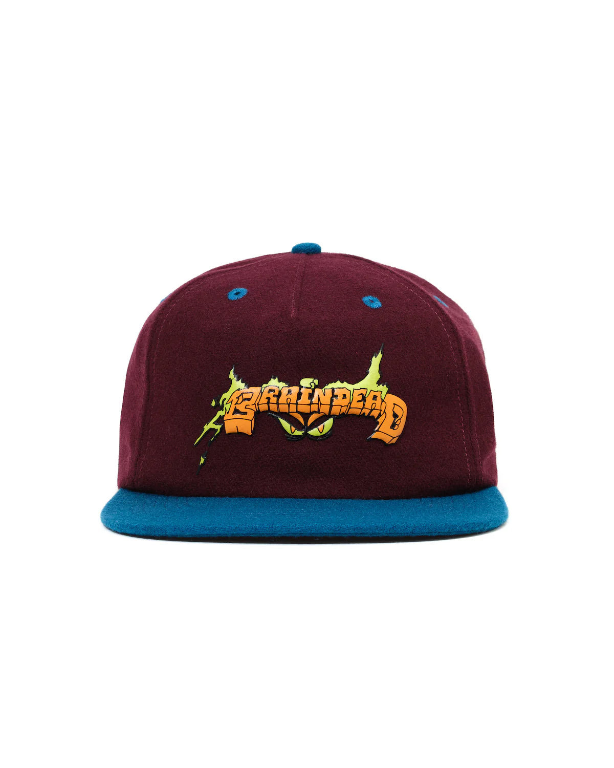 Evil Eyes Wool Five Panel Hat - Burgundy