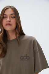 Performance Washed Short Sleeve Drop Shoulder T-shirt - Cocoa Brown