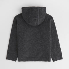 Mini ADA Oversized Knit Hoodie - Dark Grey/Cream