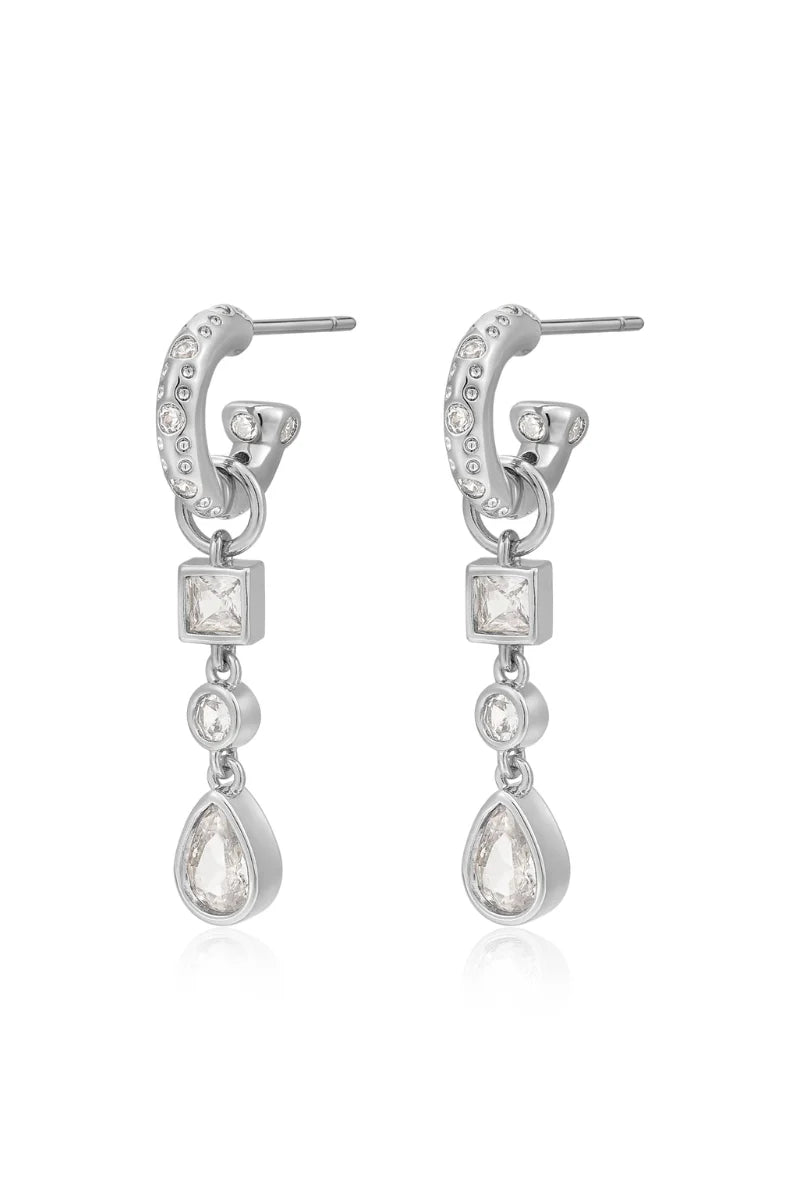 LUV AJ Bezel Stone Charm Huggies