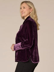 Long Sleeve Button Down Velvet Plus Size Woven Shirt with French Cuffs