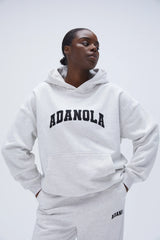 Varsity Oversized Hoodie - Light Grey Melange/Black
