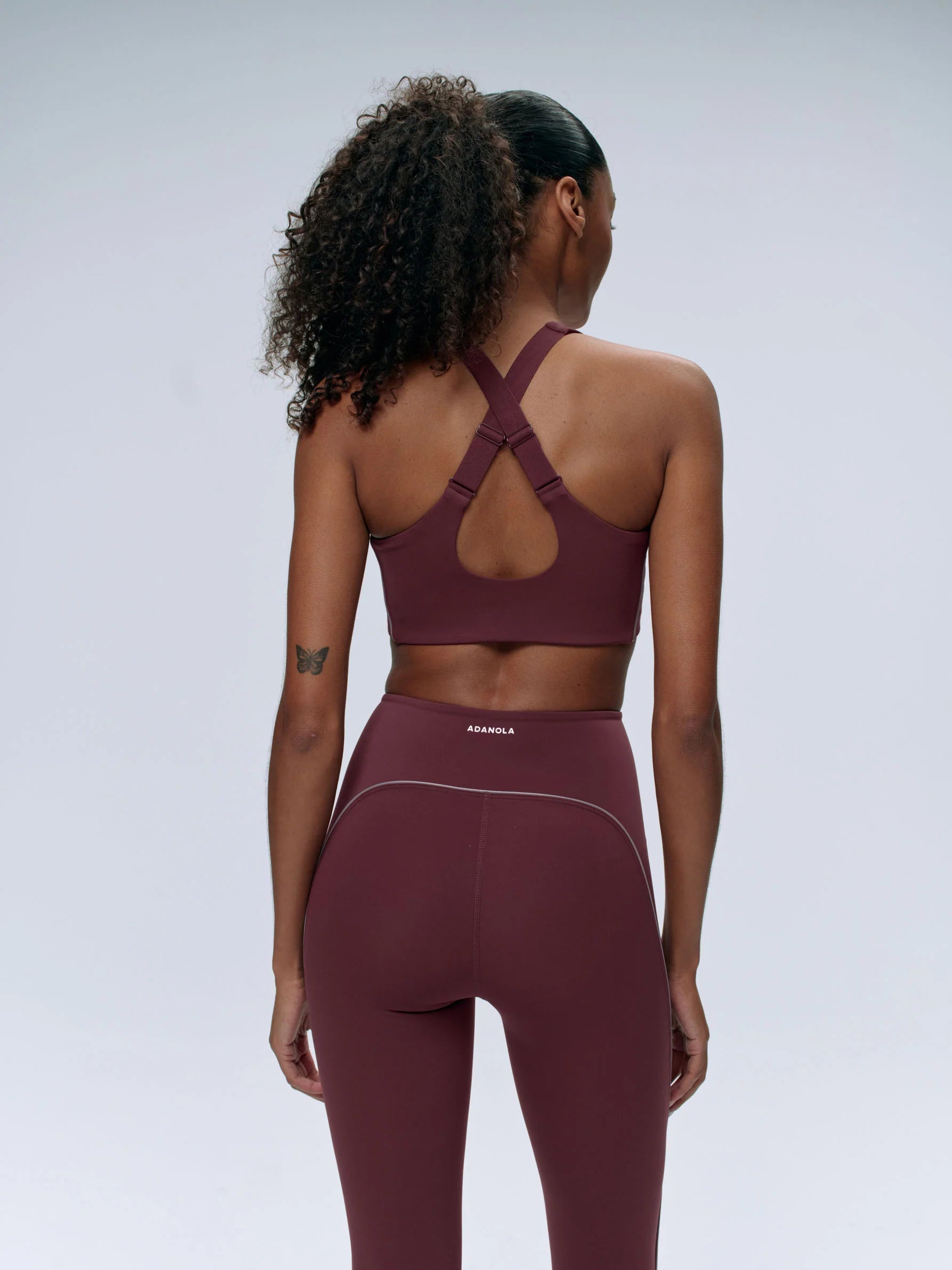 Ultimate Reflective Piping Open Back Tank Bra - Burgundy