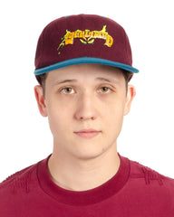 Evil Eyes Wool Five Panel Hat - Burgundy