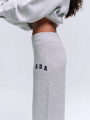 ADA Knit Straight Leg Sweatpants  - Light Grey Melange/Navy Blue