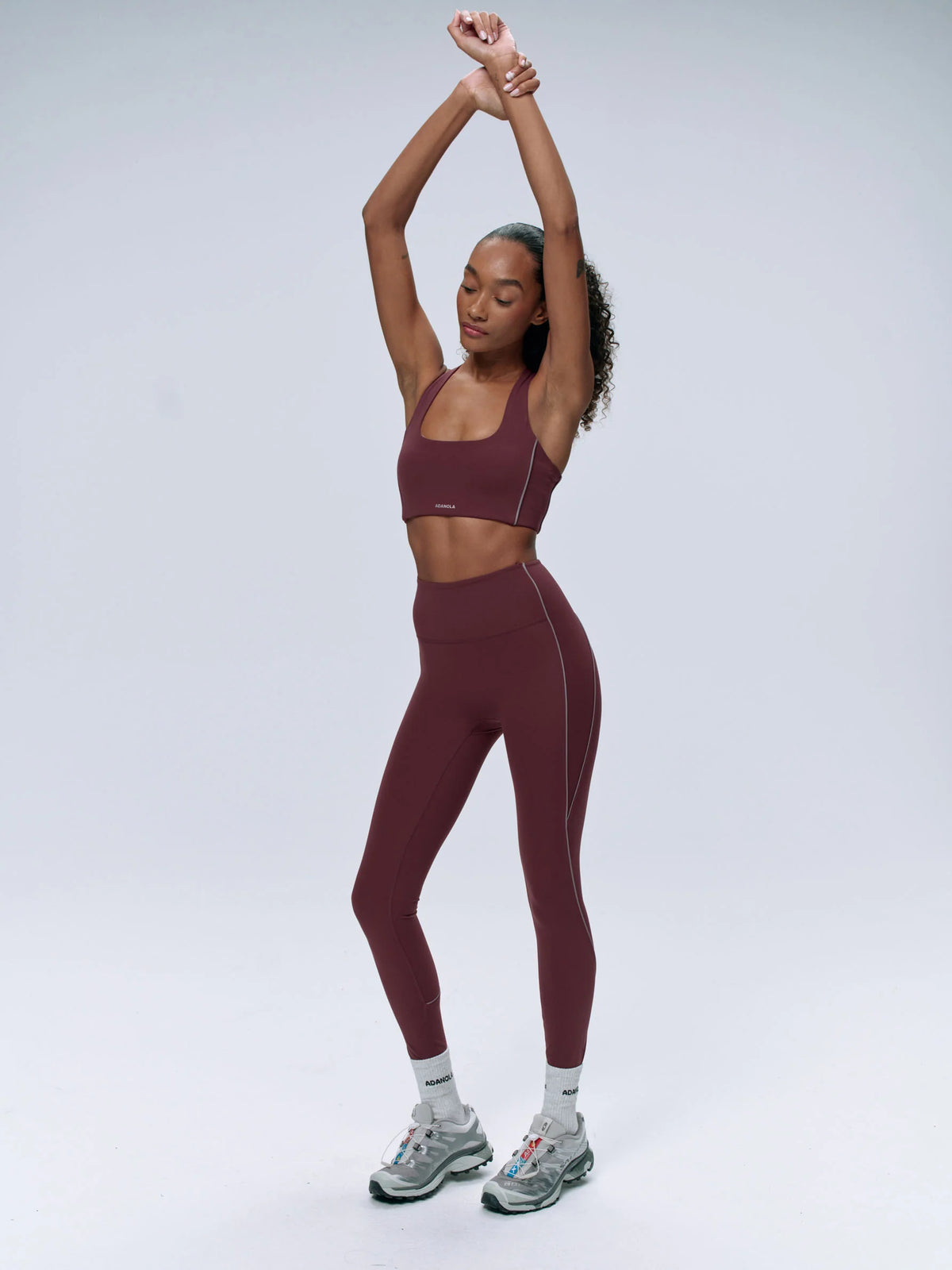 Ultimate Reflective Piping Leggings - Burgundy
