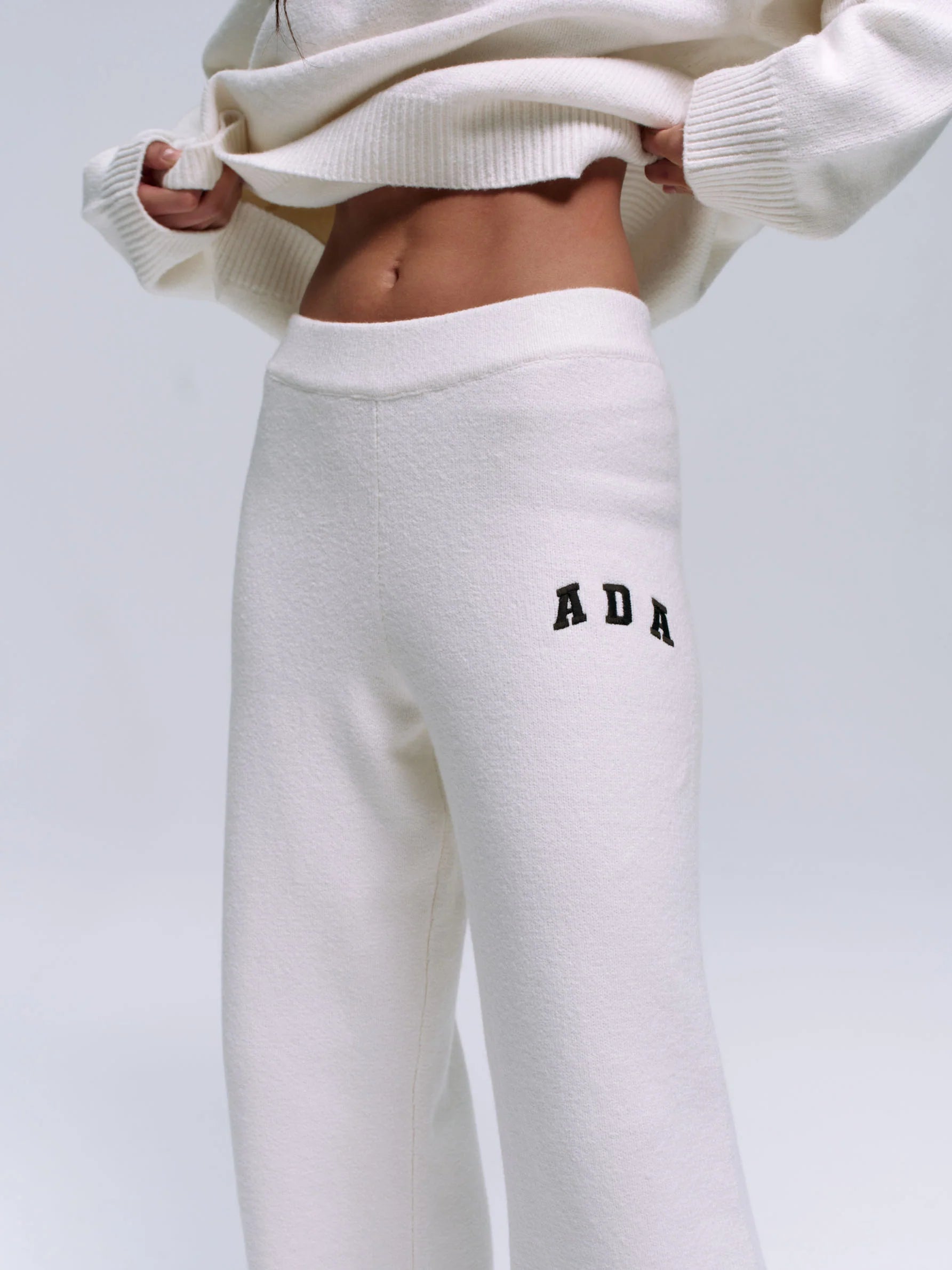 ADA Knit Straight Leg Sweatpants - Cream/Coffee Bean