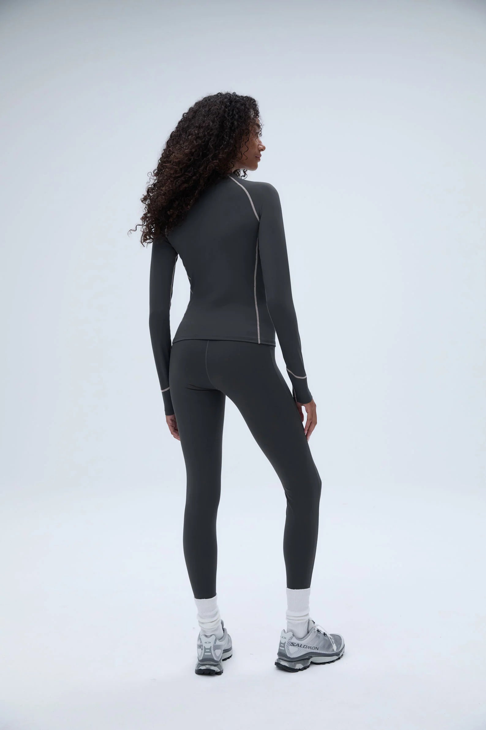 Ultimate Graphic Seam Detail Zip Pocket Leggings - Graphite Grey