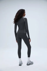 Ultimate Graphic Seam Detail Zip Pocket Leggings - Graphite Grey