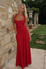 Alara Lace-Up Back Dress - Burgundy