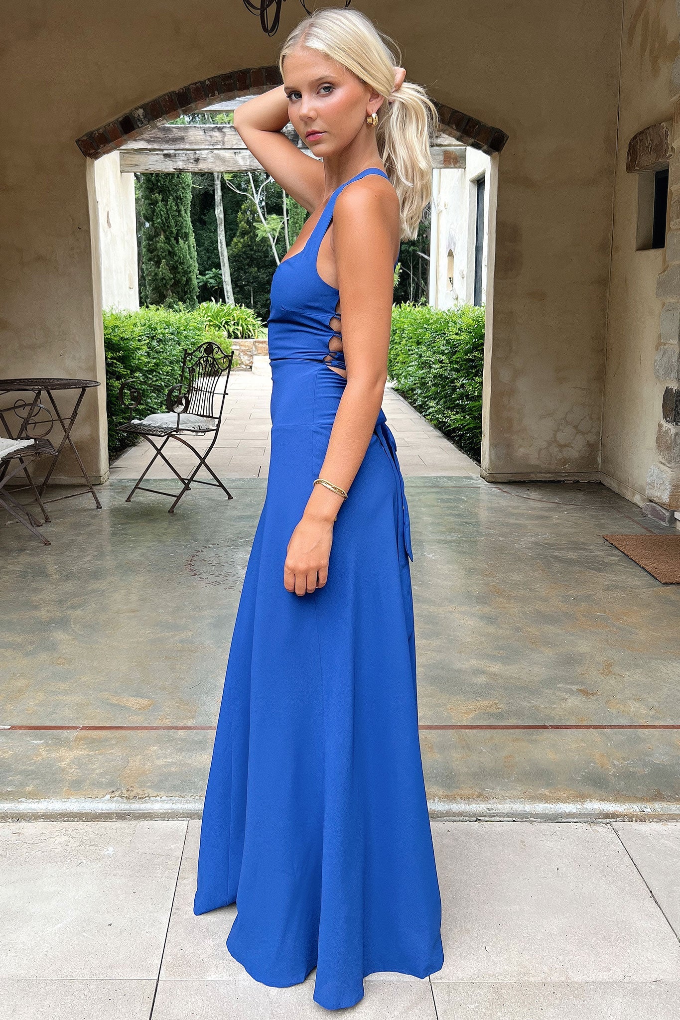 Alara Lace-Up Back Dress - Navy