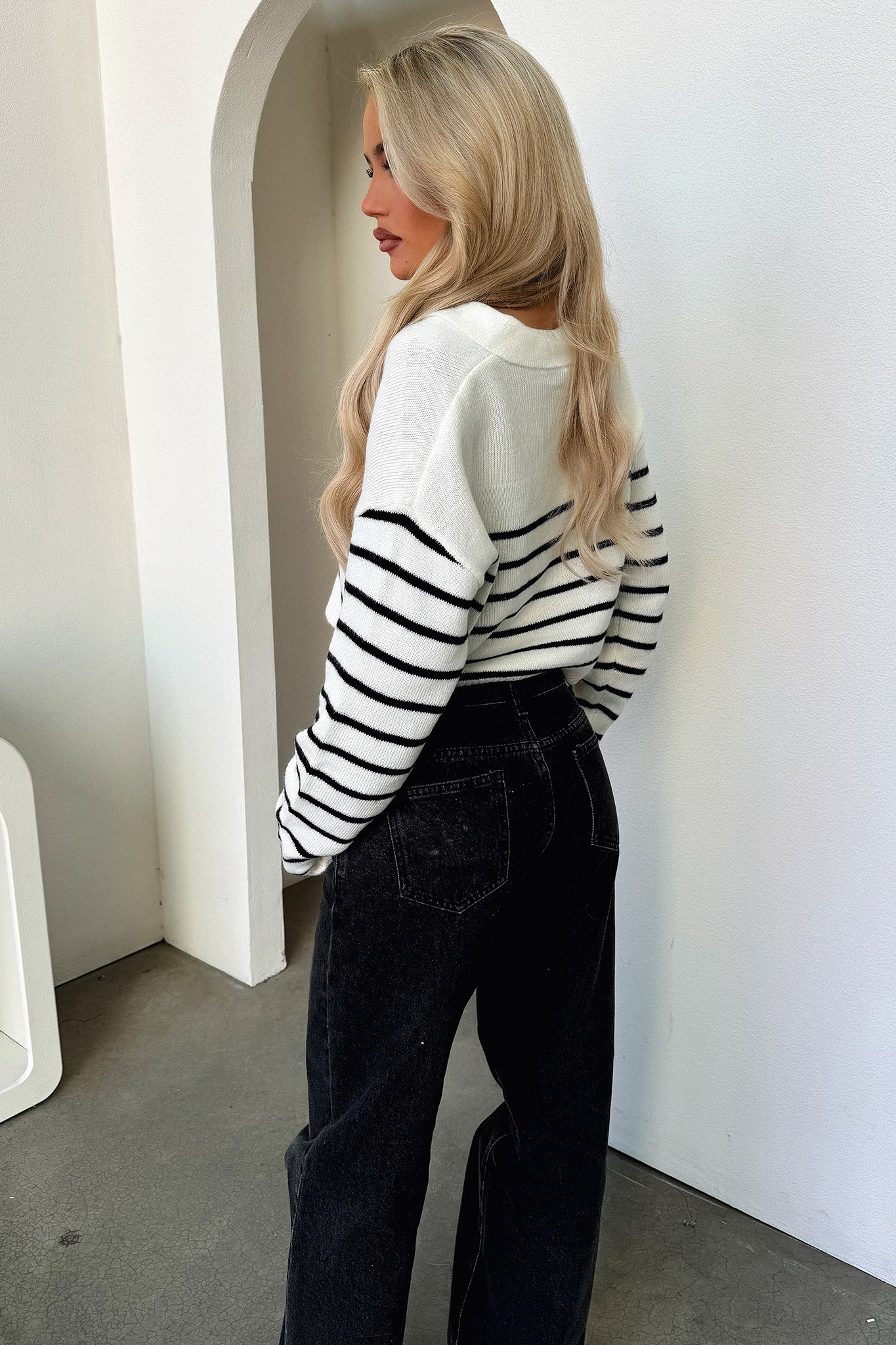 Tinsley Cropped Knit - Black & White Striped