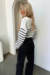 Tinsley Cropped Knit - Black & White Striped