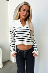 Tinsley Cropped Knit - Black & White Striped