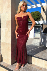 Bonnie Sequin Maxi Dress - Burgundy