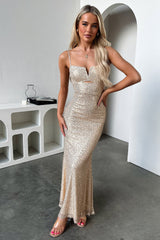 Bonnie Sequin Maxi Dress - Champagne