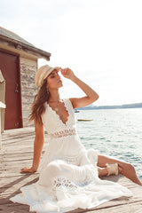 Playing Games Maxi Dress White