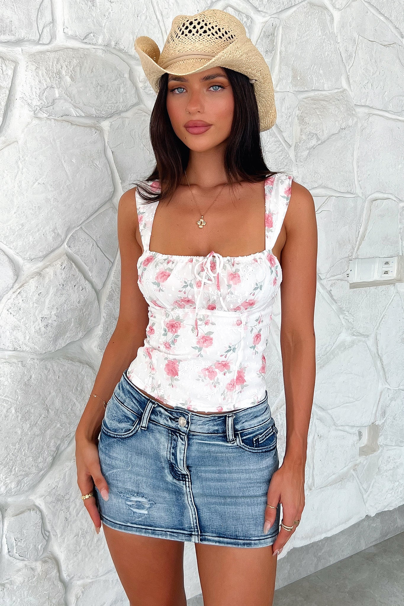 Leia Top - Pink Floral