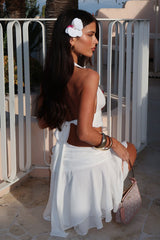 Lisbon Halter V-Neck Top - White
