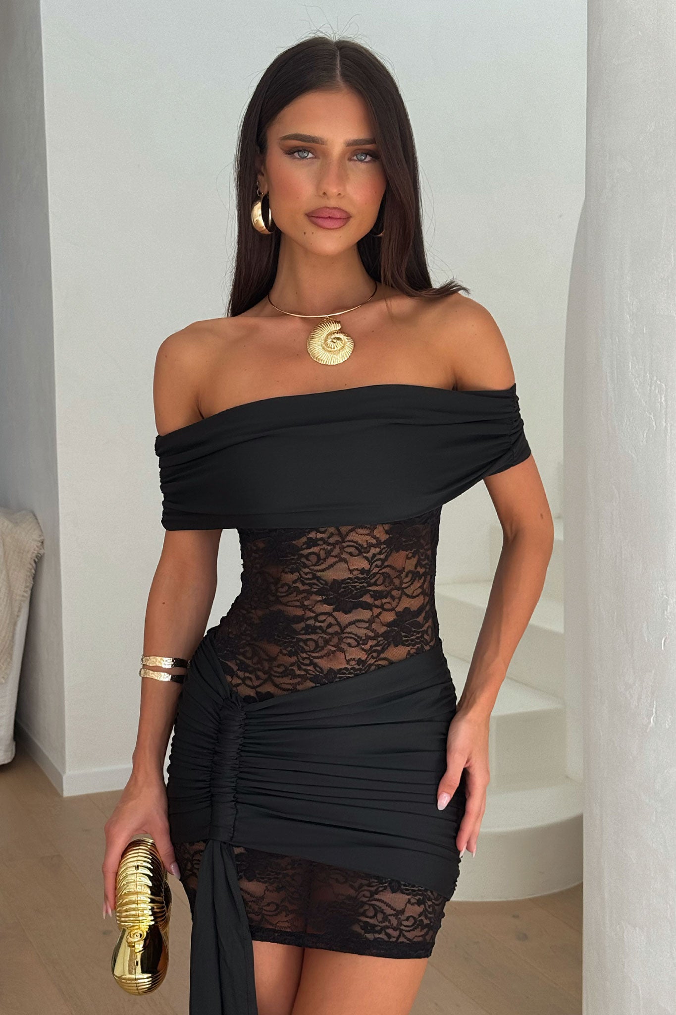 Lulea Off-Shoulder Mini Dress - Black